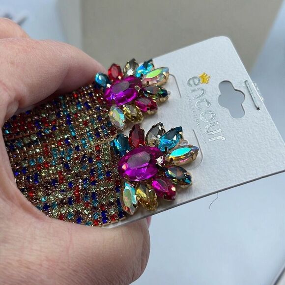 NEW Encour 8” AB multi color  fringe earrings. Special event - Picture 5 of 8